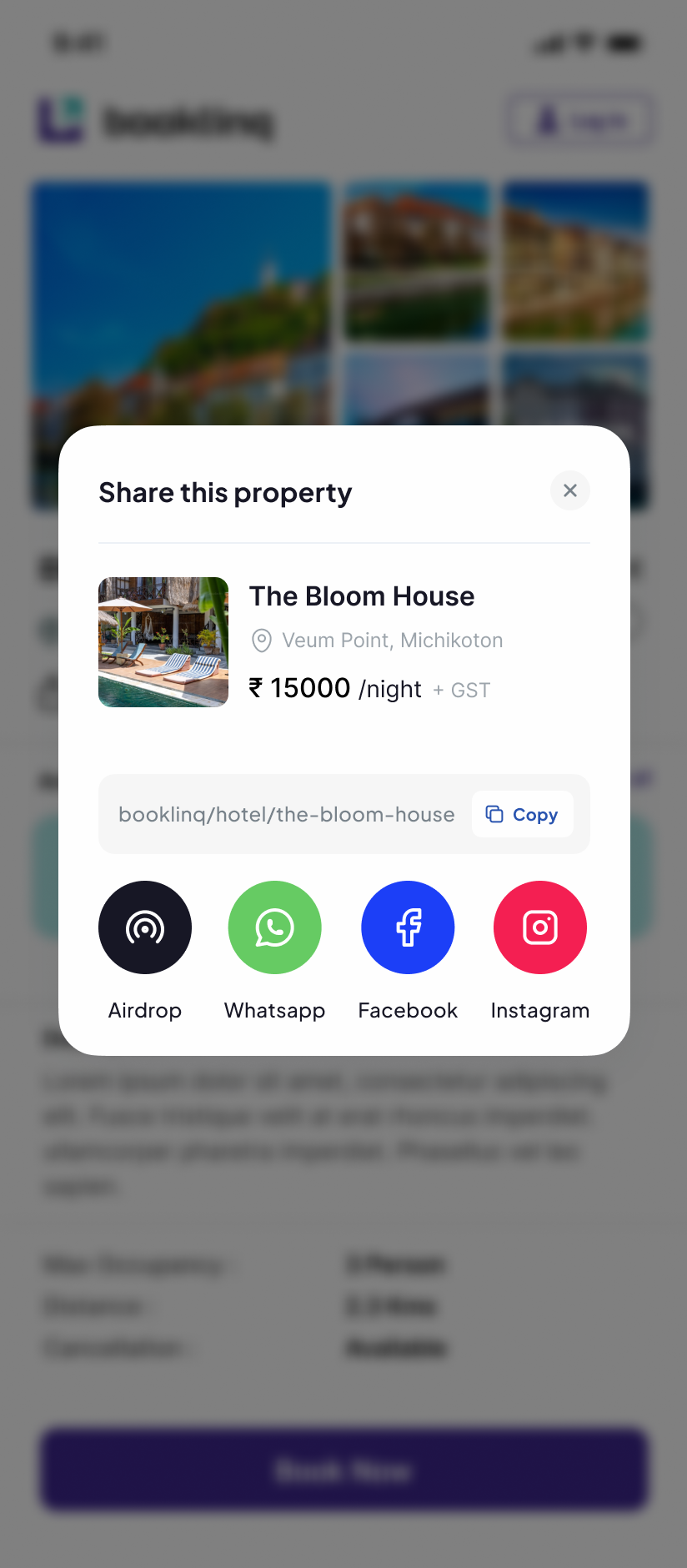 Booklinq share modal